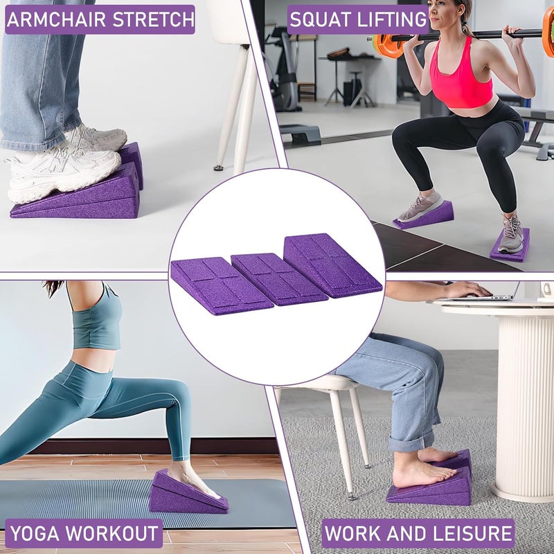 Grope Slant Board Squat Wedge for Calf Stretching，3 Pcs 12" x 6.3" Foot Stretcher Balance Board for Plantar Fasciitis, Adjustable Foam Slant Board Wedge Great for Exercises - Image 5